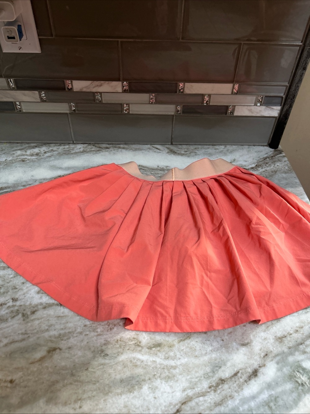 ATHLETA GIRL Skort Tennis Skirt Girls Coral Orange Sz 8/10 Athletic Athleisure